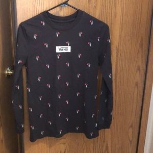 Vans Ladies Girls Top Black with Roses Size Small